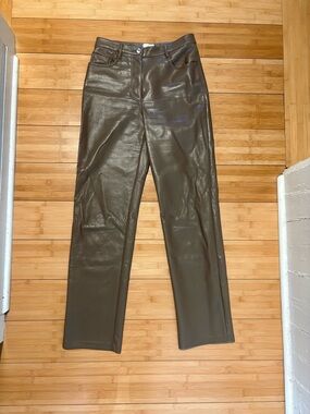 Wilfred Melina Faux Leather Straight-Leg Jeans in Mushroom